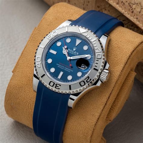 rolex yacht master blue rubber strap|Rolex Yacht-Master rubber band.